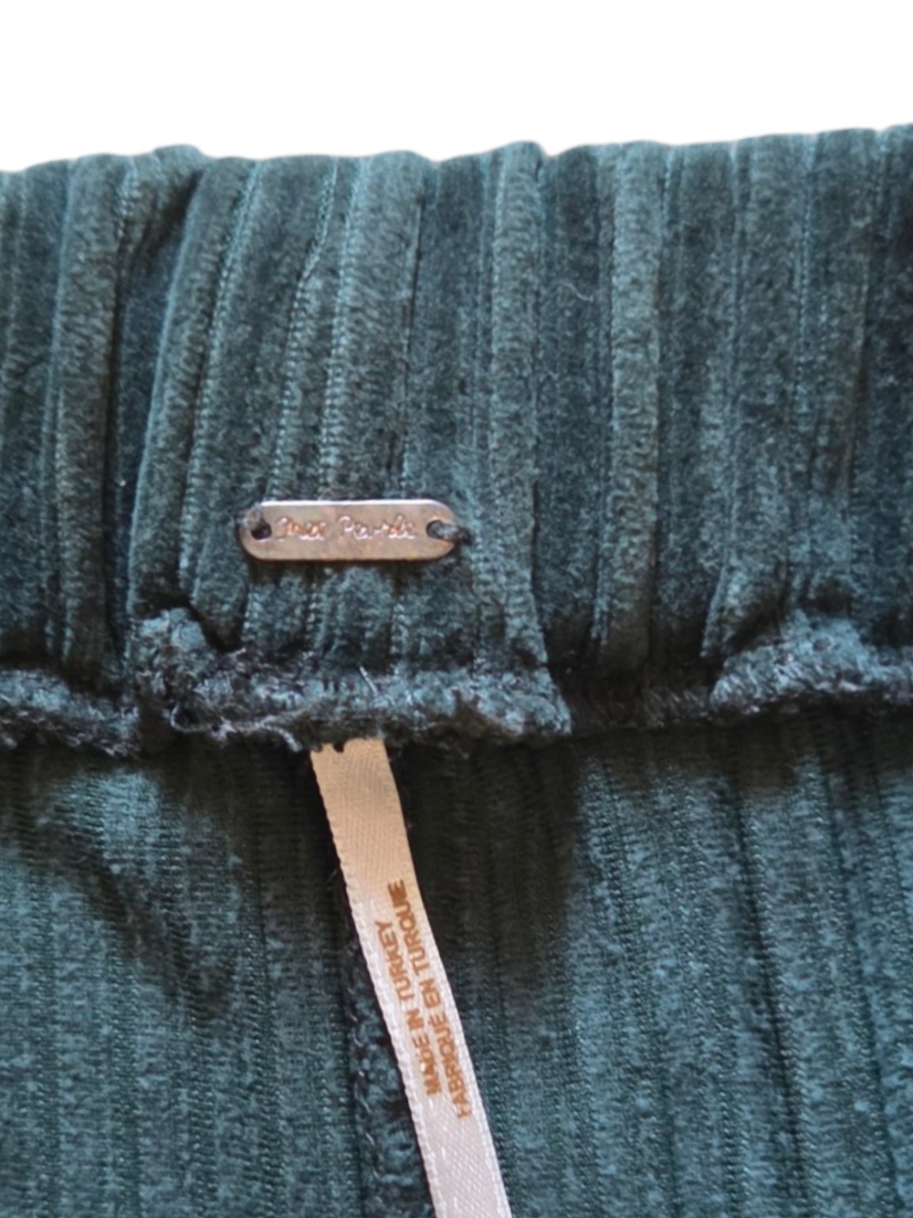 Free People Forest Green Ribbed Corduroy Wide Leg Pants - Picture 5 of 7